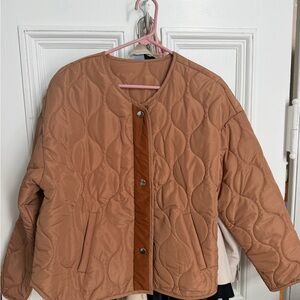 Quilted Boxy Jacket in Warm Tan